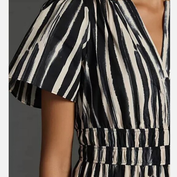 Anthropologie 1X The Somerset Maxi Dress Carbon Black Stripes Nwt Plus Size - Picture 6 of 8